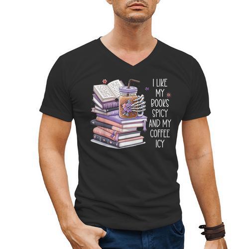 I Like My Books Spicy ShirtI Like Books Spicy & Coffee ICY Men's V-Neck T-Shirt - Bookorys