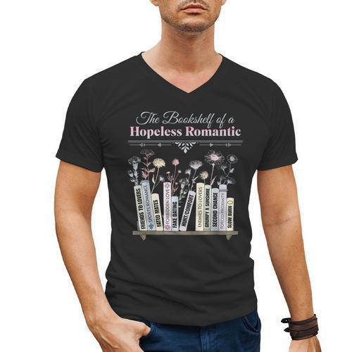 The Bookshelf Of a Hopeless Romantic Rom-Com Reading Bookish Men's V-Neck T-Shirt - Bookorys DE