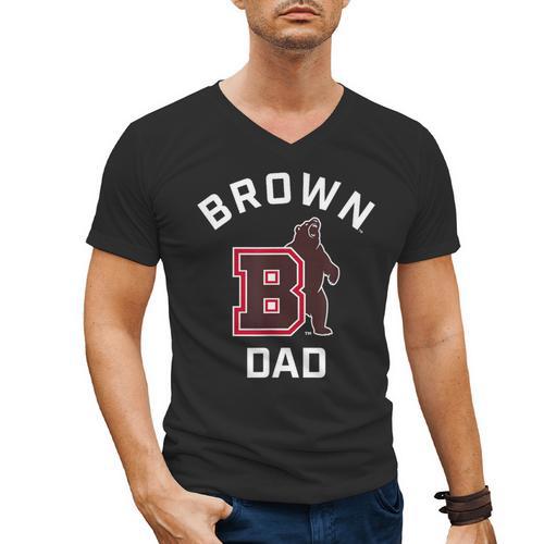 Brown University Bears Arched Dad Men's V-Neck T-Shirt - Father's Day Fun