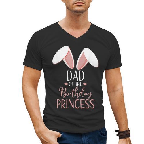 Bunny Dad Of The Birthday Princess Matching Family Men's V-Neck T-Shirt - Father's Day Fun