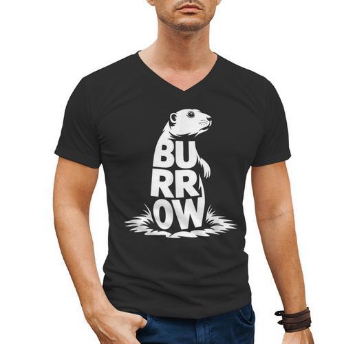 Burrow Prairie Dog Word Art Introvert Nature Retreat Men Women Kids Men's V-Neck T-Shirt - Raresse