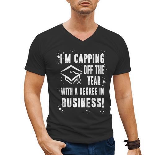 Business Graduate Shirt Graduation Tshirt Men's V-Neck T-Shirt - Best Gift Smart
