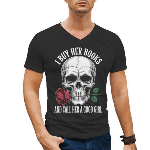 I Buy Her Books And Call Her A Good Girl Book Lover Men's V-Neck T-Shirt - Bookorys CA