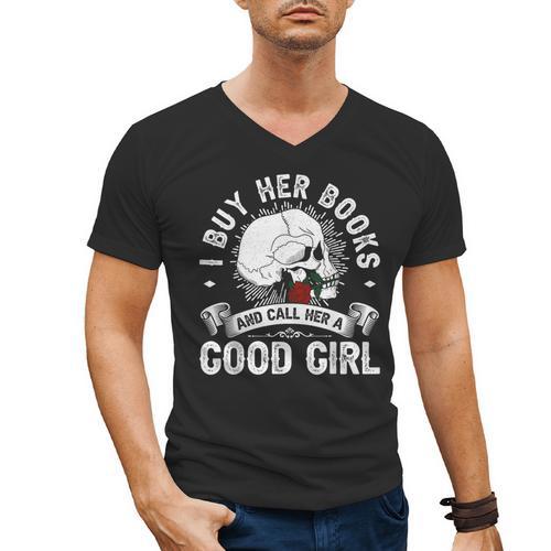 I Buy Her Books And Call Her A Good Girl Reading Book Lover Men's V-Neck T-Shirt - Bookorys CA