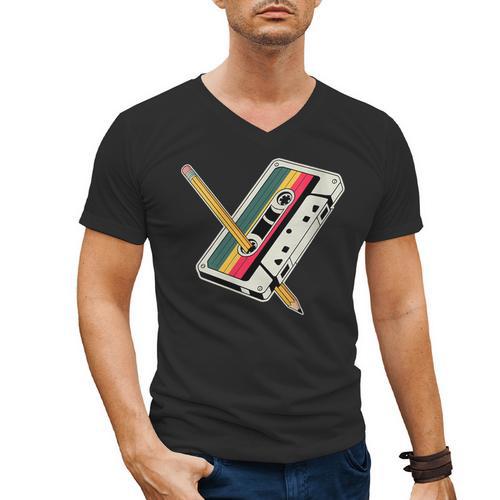 Cassette 90s Costume Party Nostalgia Men's V-Neck T-Shirt - Figerry
