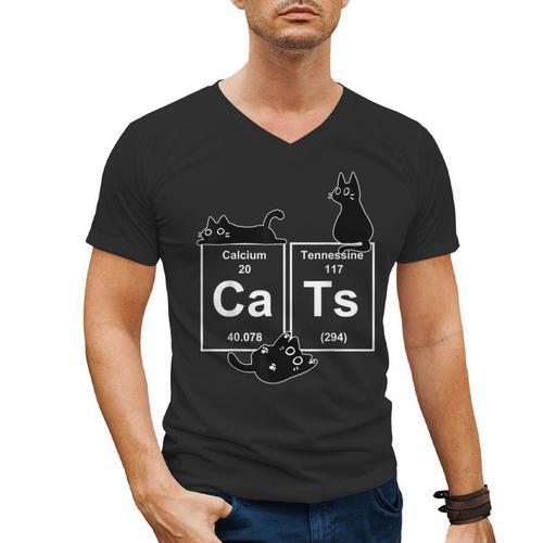 Cat Chemistry Periodic Table Cat Dad Cat Mom Men's V-Neck T-Shirt - Father's Day Fun
