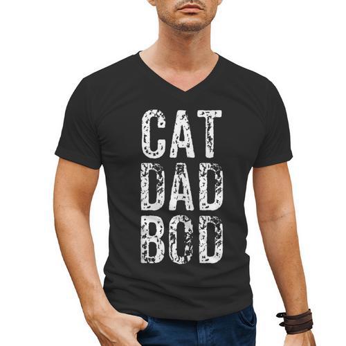 Cat Dad Bod Pet Owner Fitness Gym Men's V-Neck T-Shirt - Father's Day Fun