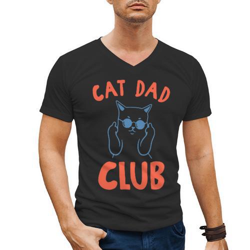 Cat Dad Club Life Is Better With Cats Retro Cat Dad Men's V-Neck T-Shirt - Father's Day Fun