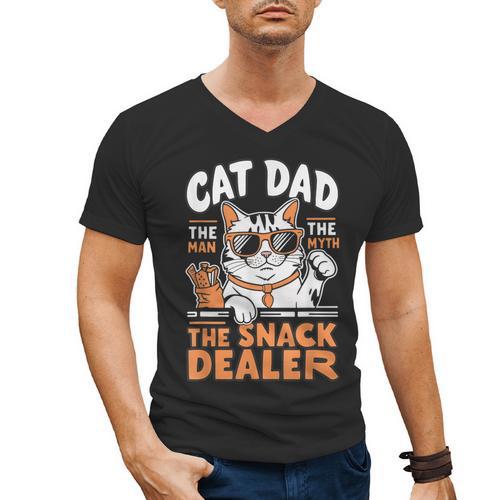 Cat Dad The Man The Myth The Snack Dealer Men's V-Neck T-Shirt - Father's Day Fun