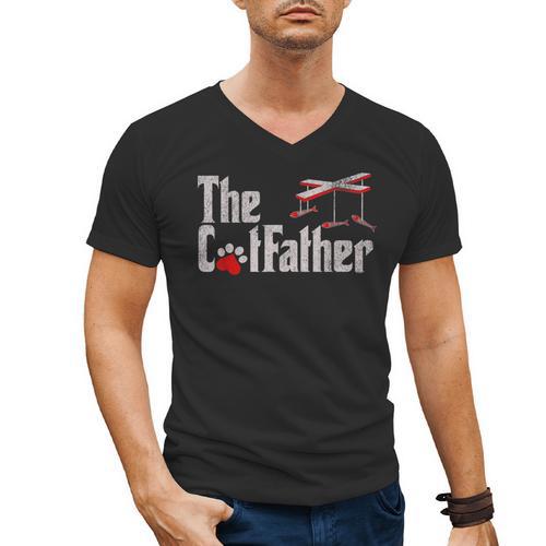 The Cat Father Cat Dad Feline Father Kitten Dad Men's V-Neck T-Shirt - Father's Day Fun