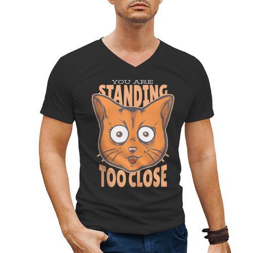 Cat Lover Antisocial Too Close Introvert People Hater Men's V-Neck T-Shirt - Raresse