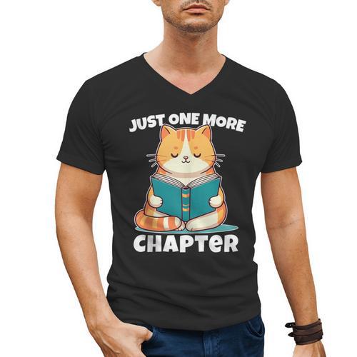 Cat Reading Books Bookworm Read One More Chapter Men's V-Neck T-Shirt - Bookorys