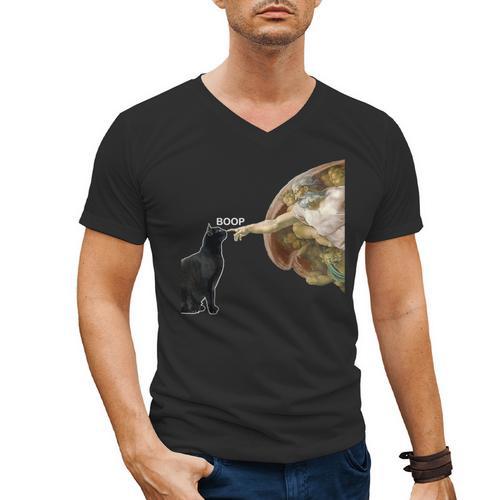 Cat Shirts For MenWomen Cat Shirts For Cat DadMom Men's V-Neck T-Shirt - Father's Day Fun