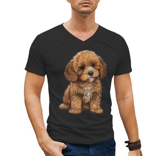 Cavapoo Breed Pet Lover Art Dog For Mom Dad Kids Men's V-Neck T-Shirt - Father's Day Fun