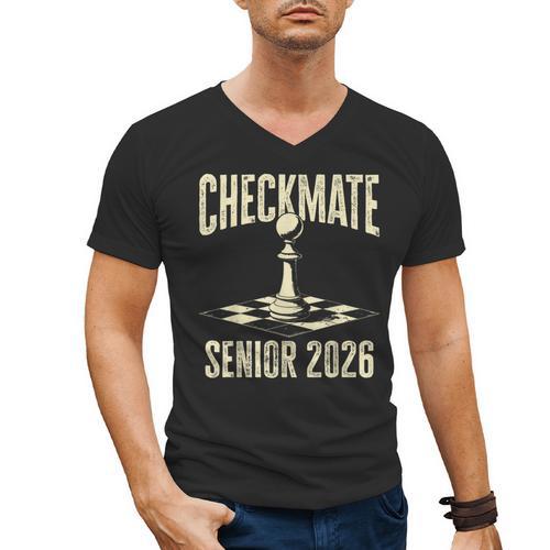 Checkmate Senior 2026 Chess Piece Class Of 2026 Graduation Men's V-Neck T-Shirt - Best Gift Smart