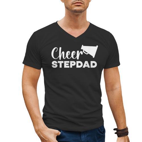 Cheer Stepdad Cheerleading Step Dad Cheerleader Stepfather Men's V-Neck T-Shirt - Father's Day Fun