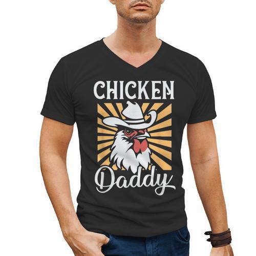 Chicken Daddy Vintage Poultry Farmer Fathers Day Men's V-Neck T-Shirt - Father's Day Fun