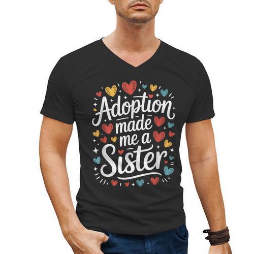 Child Adoption Day Adoptive Dad Adoption Made Me A Sister Men's V-Neck T-Shirt - Father's Day Fun