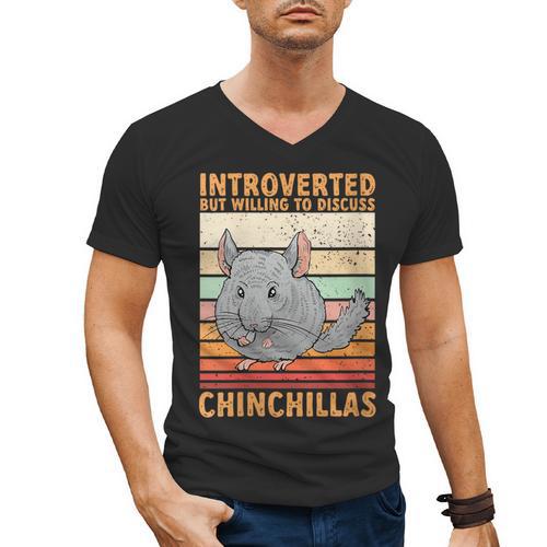 Chinchilla Owner Introvert Chinchilla Men's V-Neck T-Shirt - Raresse