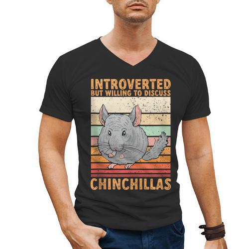 Chinchilla Owner Introvert Chinchilla Men's V-Neck T-Shirt - Raresse
