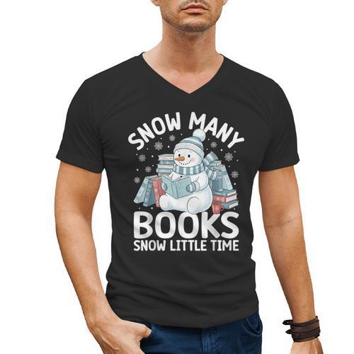 Christmas Reading Snowman So Many Books Men Women Kids Men's V-Neck T-Shirt - Bookorys