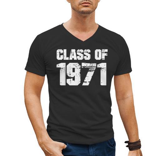 Class Of 1971 High School College Graduation Reunion T-Shirt Men's V-Neck T-Shirt - Best Gift Smart