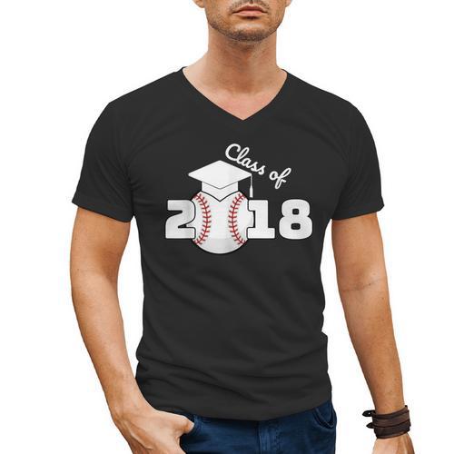 Class Of 2018 Baseball Senior Graduation Shirt Grad Men's V-Neck T-Shirt - Best Gift Smart