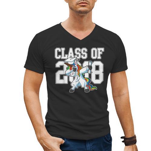 Class Of 2018 Dabbing Unicorn Graduation Shirt Men's V-Neck T-Shirt - Best Gift Smart