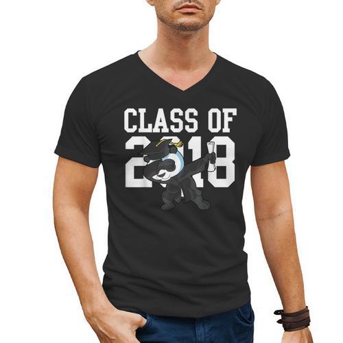 Class Of 2018 Graduation Dabbing Panda Bear Men's V-Neck T-Shirt - Best Gift Smart