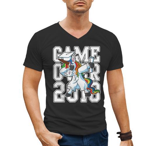 Class Of 2018 Graduation Dabbing Unicorn Shirt Men's V-Neck T-Shirt - Best Gift Smart