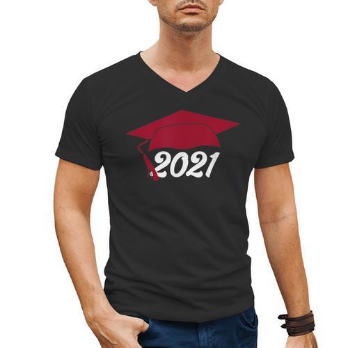 Class Of 2021 Burgundy Regalia Graduation Men's V-Neck T-Shirt - Best Gift Smart