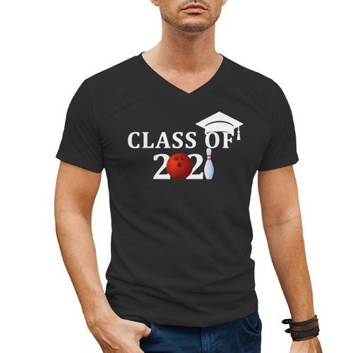 Class Of 2021 Graduation For Him Her Bowling Men's V-Neck T-Shirt - Best Gift Smart