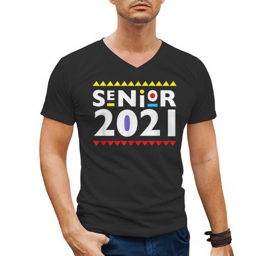 Class Of 2021 Senior Year 90's TV Style Graduation For Grad Men's V-Neck T-Shirt - Best Gift Smart