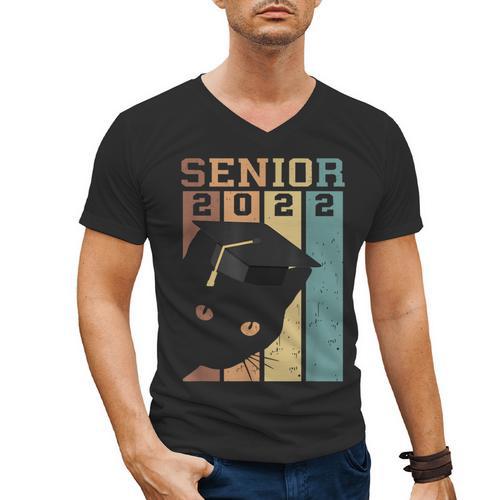 Class Of 2022 Graduation Cat Seniors Grad Men's V-Neck T-Shirt - Best Gift Smart