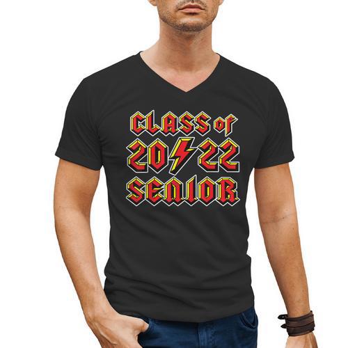Class 2022 Senior 80s 90s Rock Retro Vintage Graduation Men's V-Neck T-Shirt - Best Gift Smart
