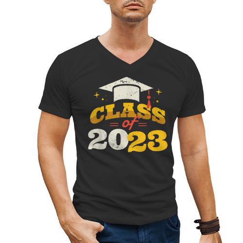 Class Of 2023 School Graduation Vintage Retro Class Of 2023 Men's V-Neck T-Shirt - Best Gift Smart