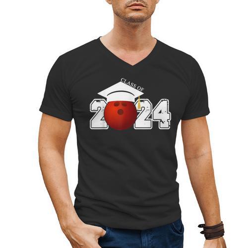 Class Of 2024 Graduation For Him Her Bowling Sports Men's V-Neck T-Shirt - Best Gift Smart