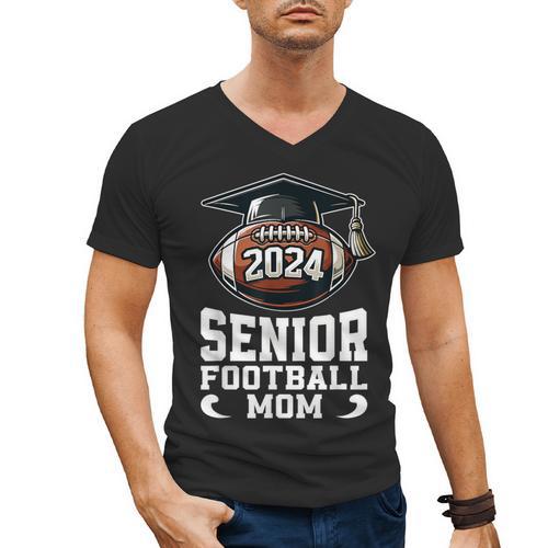 Class Of 2024 Graduation Senior Football Mom 2024 Men's V-Neck T-Shirt - Best Gift Smart