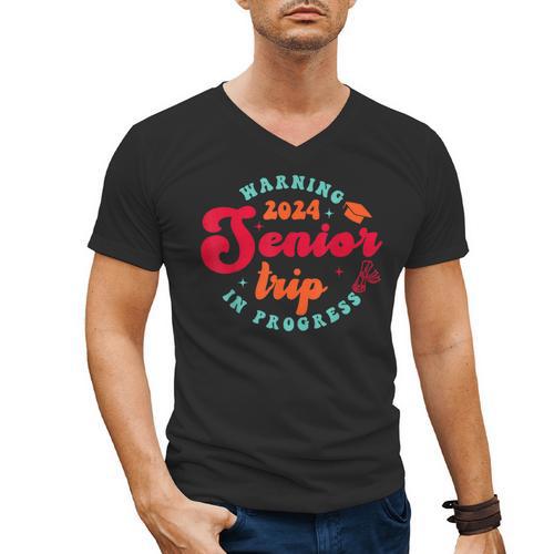 Class Of 2024 Senior Trip In Progress Graduation Trip Men's V-Neck T-Shirt - Best Gift Smart