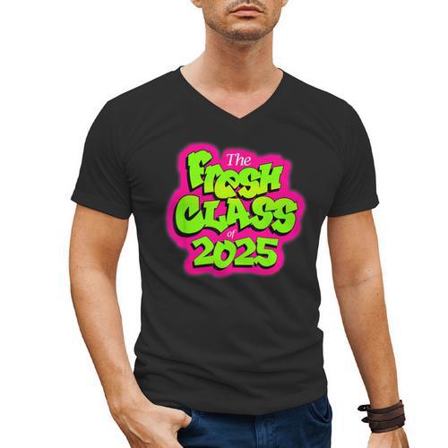 Class Of 2025 Senior Fresh 90s TV Style Retro Graduation Men's V-Neck T-Shirt - Best Gift Smart