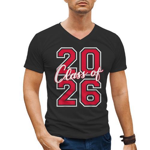 Class Of 2026 Graduation Red With Varsity Letters Men's V-Neck T-Shirt - Best Gift Smart