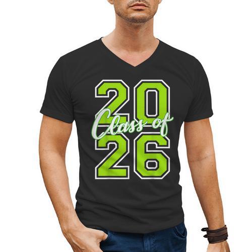 Class Of 2026 Graduation Varsity Lime Green Letters Men's V-Neck T-Shirt - Best Gift Smart