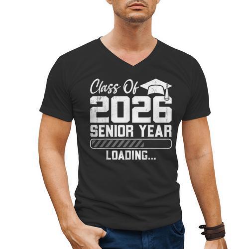 Class Of 2026 Senior Year Loading Countdown Graduation Men's V-Neck T-Shirt - Best Gift Smart