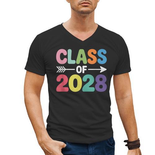 Class Of 2028 Colorful Graduation Men's V-Neck T-Shirt - Best Gift Smart