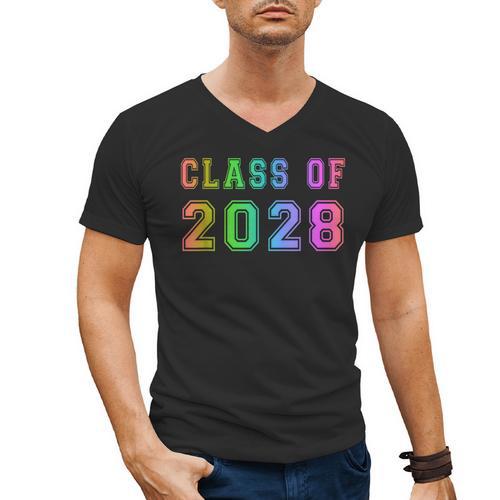 Class Of 2028 High School Graduation Date Graduate T Shirt Men's V-Neck T-Shirt - Best Gift Smart
