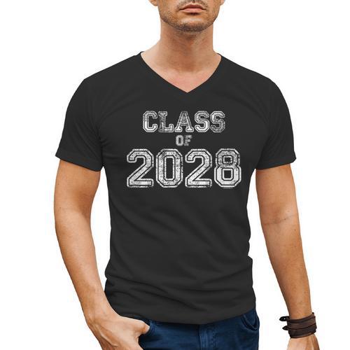 Class Of 2028 Shirt Senior 2028 Graduation Him Her Men's V-Neck T-Shirt - Best Gift Smart