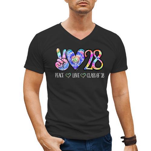 Class Of 2028 Shirt Tie Dye Senior Graduation Class Reunion Men's V-Neck T-Shirt - Best Gift Smart