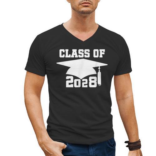 Class Of 2028 T-Shirt School Graduation Pride Tee Men's V-Neck T-Shirt - Best Gift Smart
