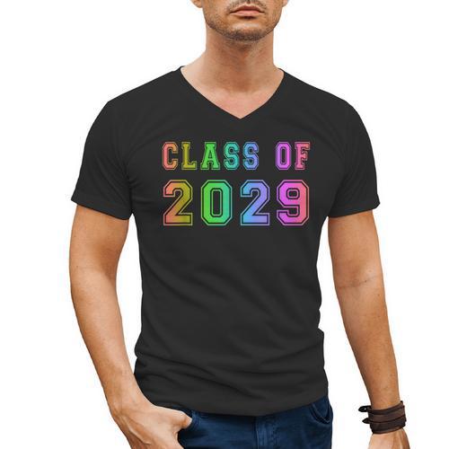 Class Of 2029 High School Graduation Date Graduate T Shirt Men's V-Neck T-Shirt - Best Gift Smart