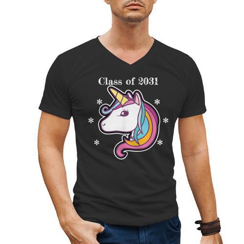 Class Of 2031 Graduation Year Unicorn T Shirt Men's V-Neck T-Shirt - Best Gift Smart